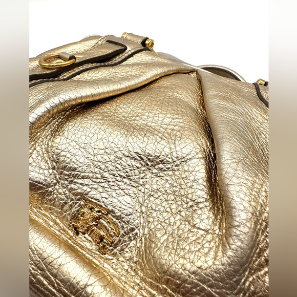 💯 BURBERRY Metallic Gold Satchel - Picture 6 of 16